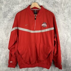 Nike Ohio State Buckeyes Quarter Zip Windbreaker Clima-fit Size Medium Red